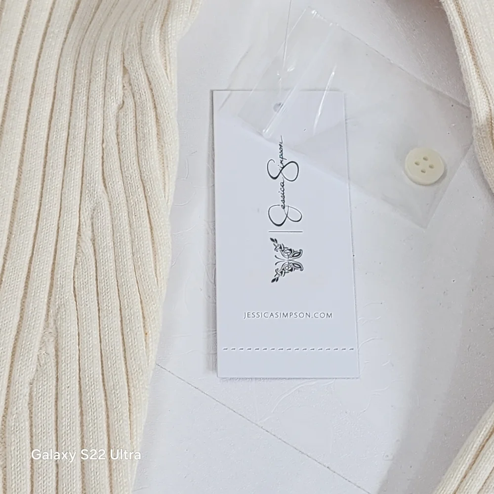 Cream Ribbed Button-Front Long Sleeve Top - Picture 4 of 7
